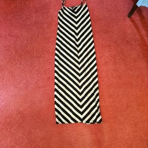 Summer!  Rampage Black/Cream striped maxi dress. Adj. spaghetti straps. Size XL